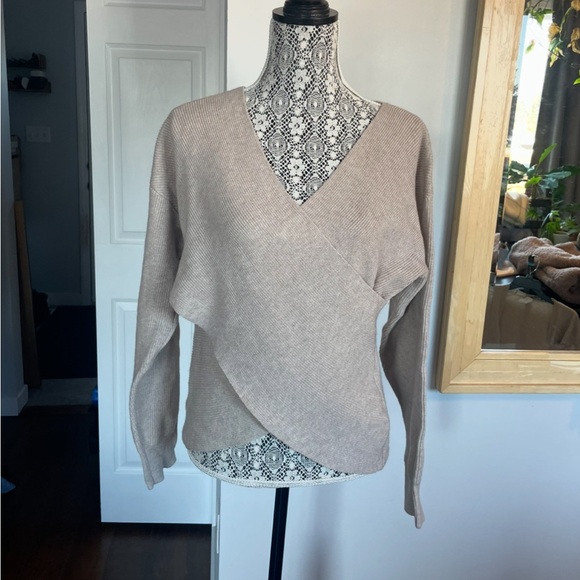 NWT Cross Front Knit Sweater. Oatmeal. Small/Medium - Picture 2 of 3